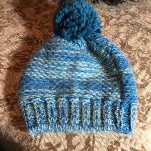 SUPER CUTE, SHADES OF AQUA BLUE, HAT WITH TASSEL.